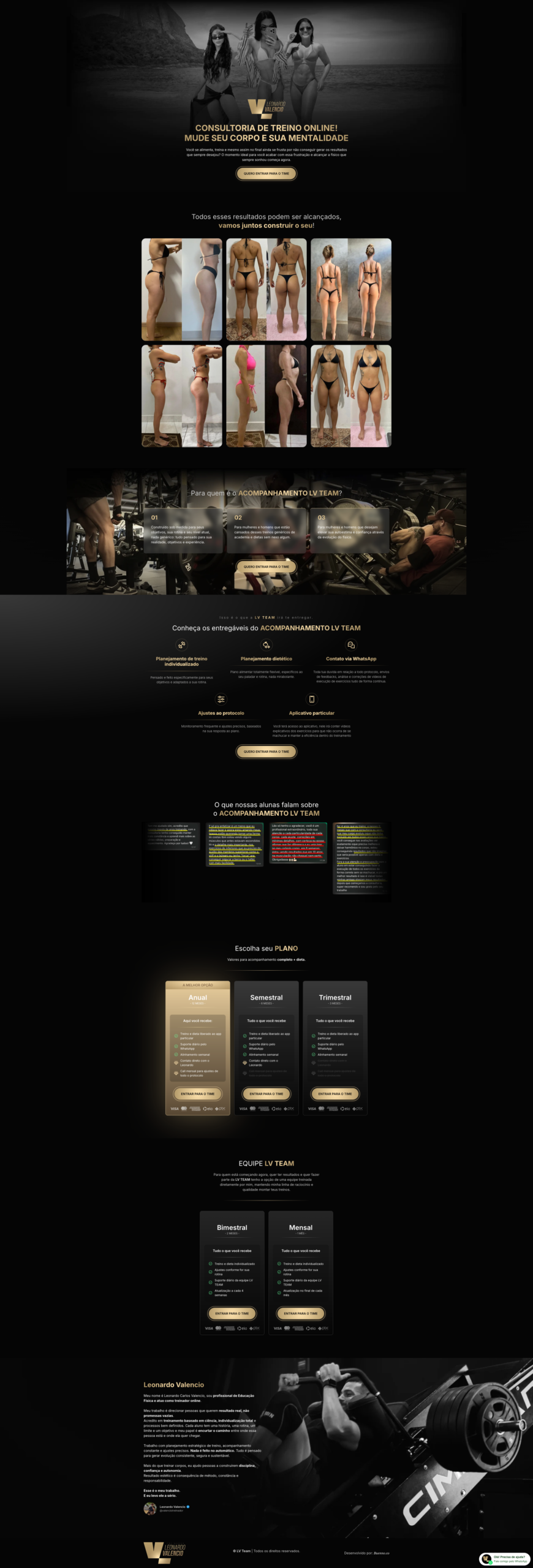 Site da LV Team desenvolvido pelo web designer Gabriel Buenno